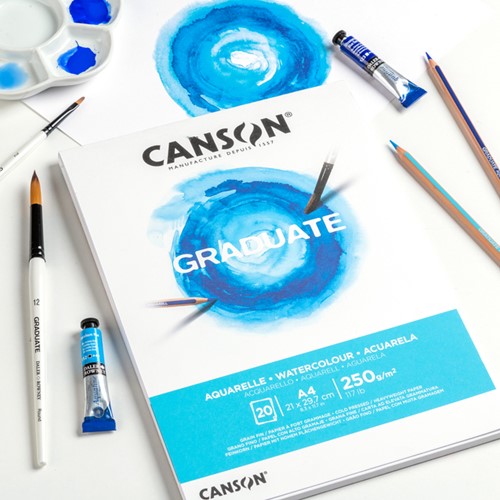 Aquarelpapier Canson Graduate Watercolour 20vel 250gr A5 natuurlijk wit-2