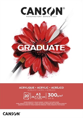 Schilderpapier Canson Graduate Oil & Acrylic 20vel 290gr A3 natuurlijk wit