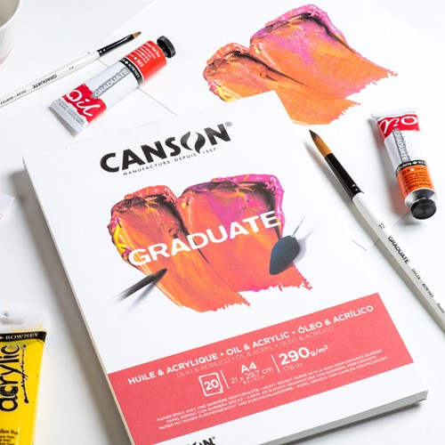 Schilderpapier Canson Graduate Oil & Acrylic 20vel 290gr A4 natuurlijk wit-2
