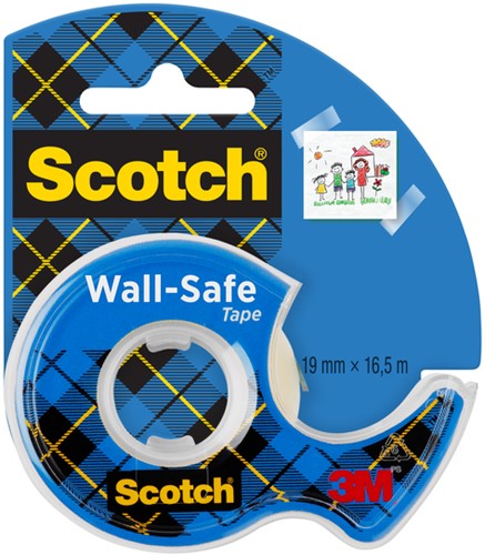 Plakband Scotch 19mmx16.5m Wall Safe + handdispenser