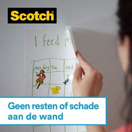 Plakband Scotch 19mmx16.5m Wall Safe + handdispenser-1