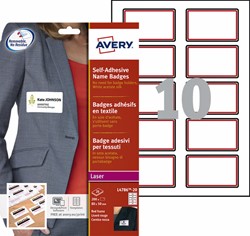 Naambadge etiket Avery L4786-20 80x50mm rood kader 200 stuks