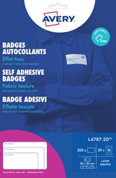 Naambadge etiket Avery L4787-20 80x50mm blauw kader 200 stuks