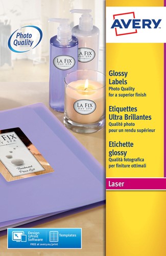 Etiket Avery L7767-40 210x297mm A4 hoogglans wit 40 stuks