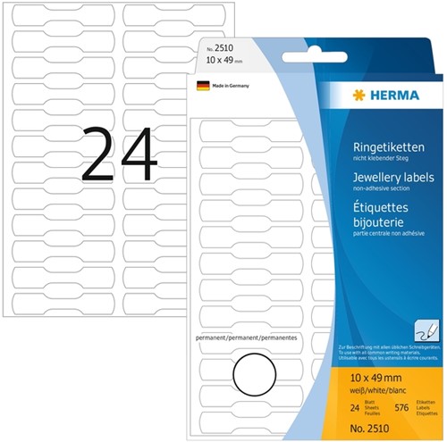 Etiket HERMA 2510 10x49mm wit 576 etiketten