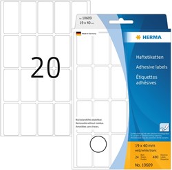 Etiket HERMA 10609 19x40mm verwijderbaar 480 etiketten