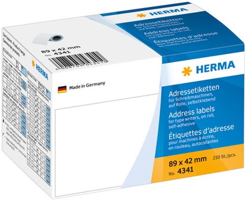 Etiket HERMA adres 4341 89x42mm op rol wit 250 stuks