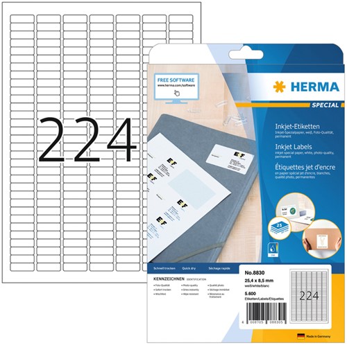 Etiket HERMA 8830 25.4x8.5mm mat wit 5600stuks