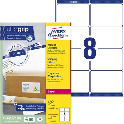 Etiket Avery L7165-100 99.1x67.7mm wit 800 stuks-2