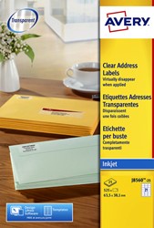 Etiket Avery J8560-25 63.5x38.1mm transparant 525 stuks