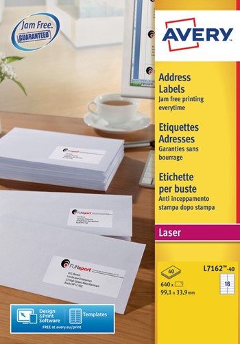 Etiket Avery L7162-40 99.1x33.9mm wit 640 stuks