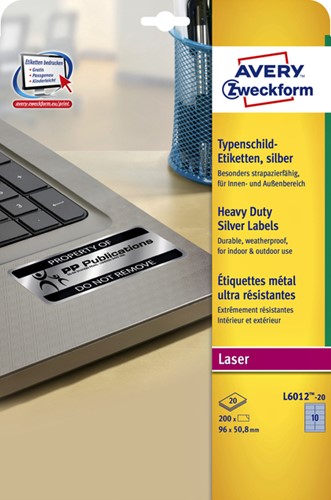 Etiket Avery L6012-20 96x50.8mm zilver 200 stuks-2