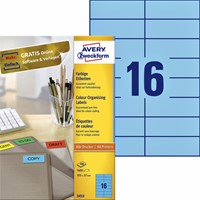 Etiket Avery 3453 105x37mm blauw 1600 stuks