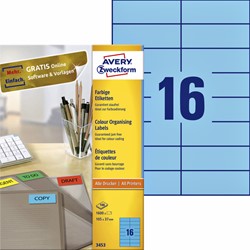 Etiket Avery 3453 105x37mm blauw 1600 stuks