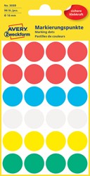 Etiket Avery 3089 rond 18mm assorti 96 stuks