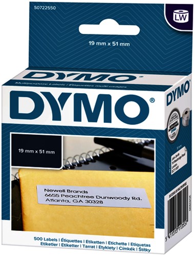 Etiket Dymo LabelWriter multifunctioneel 19x51mm 1 rol á 500 stuks wit-1