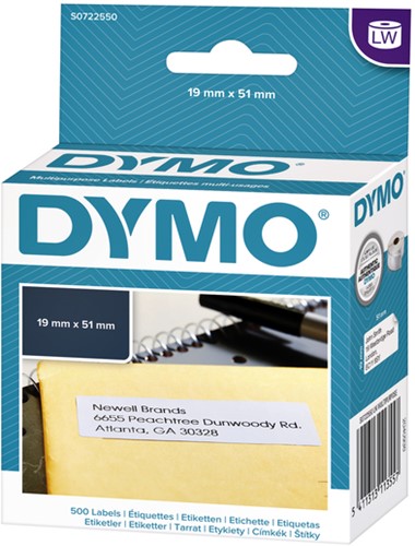 Etiket Dymo LabelWriter multifunctioneel 19x51mm 1 rol á 500 stuks wit-2