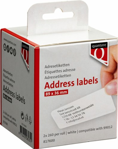 Labeletiket Quantore 99012 36x89mm adres wit 2 rollen-5