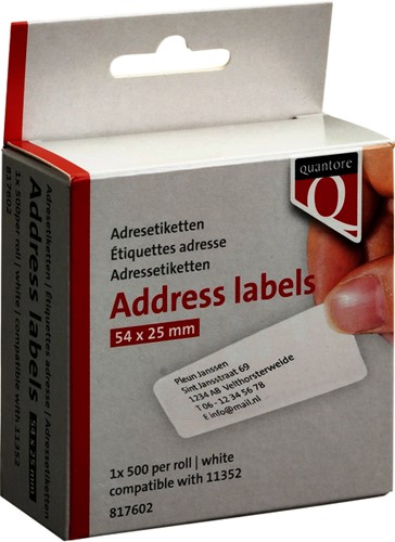 Labeletiket Quantore 11352 54x25mm adres wit 500 stuks-1