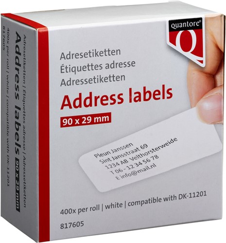 Labeletiket Quantore DK-11201 29x90mm adres wit 400 stuks-4