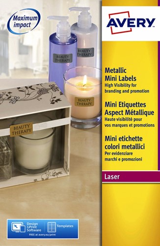 Etiket Avery L7680-25 38.1x21.2mm goud 1625 stuks