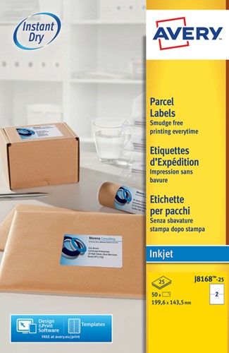 Etiket Avery J8168-25 199.6x143.5mm wit 50 stuks