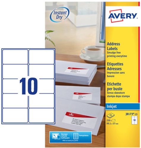 Etiket Avery J8173-25 99.1x57mm wit 250 stuks-2