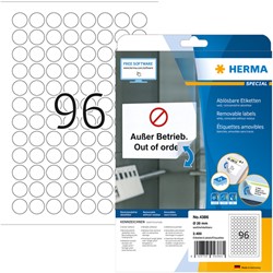Etiket HERMA 4386 20mm verwijderbaar wit 2400 stuks