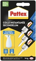 Secondelijm Pattex Classic mini trio tube 3x1gram op blister