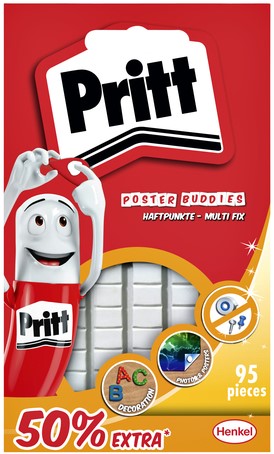 Poster Buddies Pritt dubbelzijdige kleefpads voor oa posters blister à 95 stuks 50% gratis