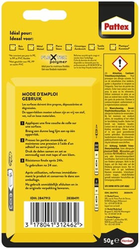Alleslijm Pattex 100% tube 50 gram op blister-3