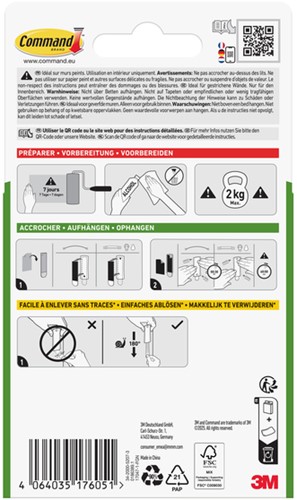 Haak Command metaal tbv oa schilderijlijsten incl bevestigingsstrip-1