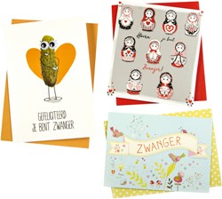 Wenskaart Paperclip zwanger navulset à 6 stuks