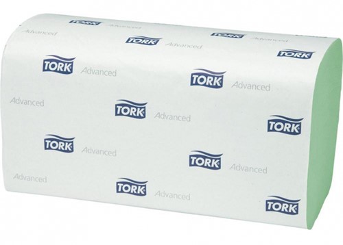 Handdoek Tork H3 Advanced singlefold 2-laags 248x230mm 15x250 vel groen 290179-2