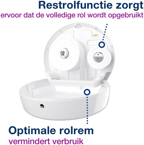 Toiletpapierdispenser Tork T2 Elevation jumbo klein wit 555000-1