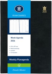 Agenda 2026 Ryam Weekly Mundior 7dagen/2pagina's zwart