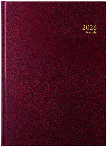 Agenda 2026 Brepols Bremax Santex A4 1dag/1pagina 4 kolommen bordeaux