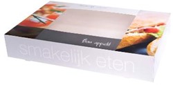 Doos catering 460x310x80mm karton bedrukking 'Smakelijk eten' 'Bon appetit'