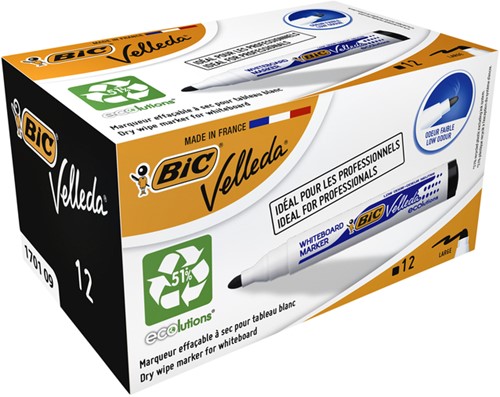 Whiteboardmarker Bic Velleda 1701 rond large zwart-2