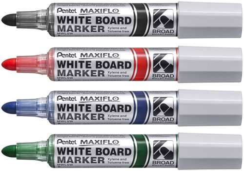 Whiteboardmarker Pentel MWL5M Maxiflo rond 3mm zwart-1