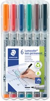 Viltstift Staedtler Lumocolor 315 non permanent medium assorti 6 stuks