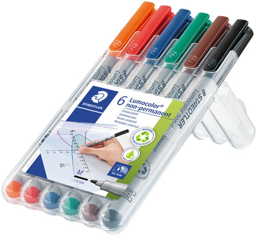 Viltstift Staedtler Lumocolor 315 non permanent medium assorti 6 stuks-2