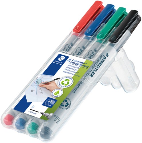 Viltstift Staedtler Lumocolor 316 non permanent F set à 4 stuks assorti-2