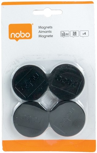 Magneet Nobo 38mm zwart 4 stuks