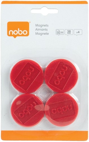Magneet Nobo 38mm rood 4 stuks