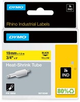 Labeltape Dymo Rhino industrieel krimpkous 19mm zwart op geel