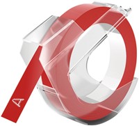 Reliëftape Dymo embossing vinyl 9mm wit op rood