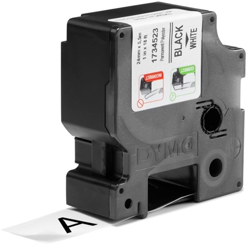 Labeltape Dymo Rhino industrieel polyester 24mm zwart op wit-2