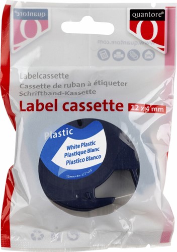 Labeltape Quantore 91201 12mmx4m kunststof zwart op wit-2