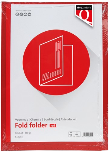 Vouwmap Quantore A4 ongelijke zijde 250gr rood-3